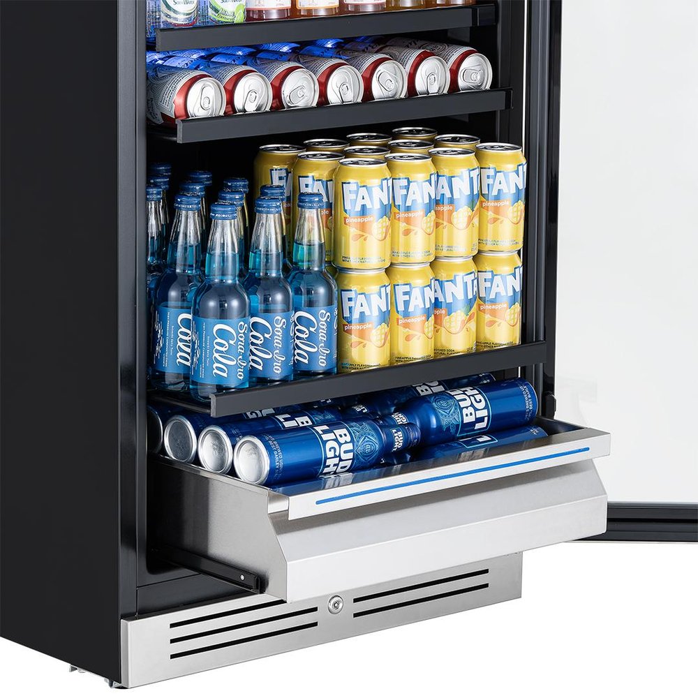 69" X 23" Clear and Black Metal Dual Compartment Wine And Beverage Refrigerator