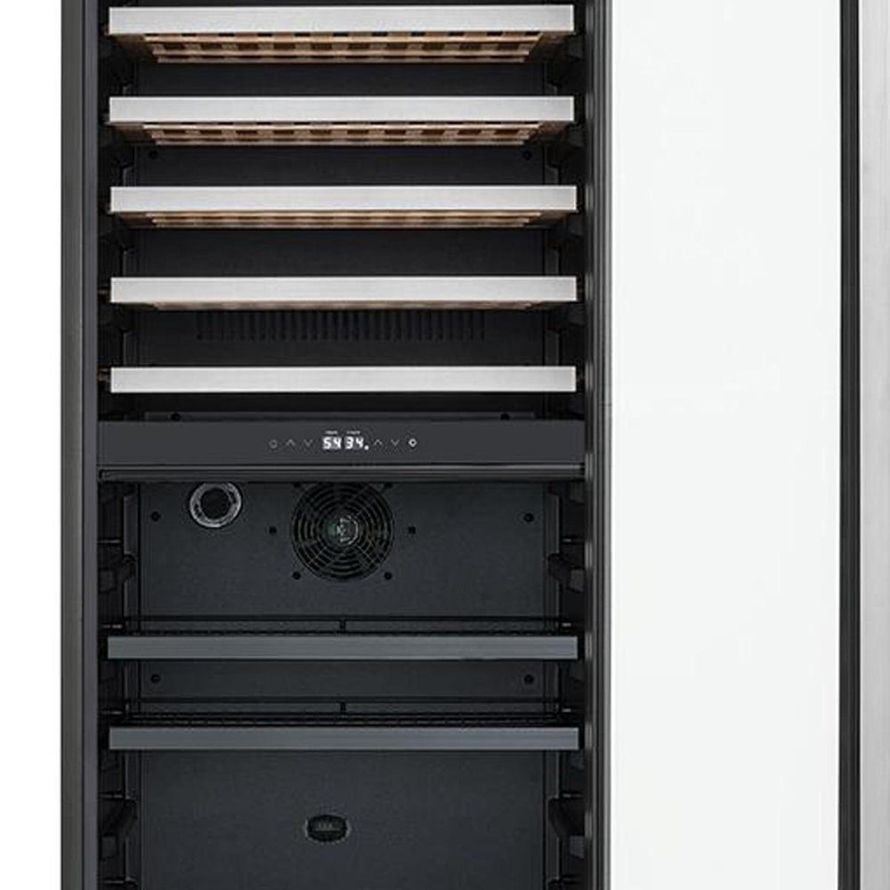 69" X 23" Clear and Black Metal Dual Compartment Wine And Beverage Refrigerator