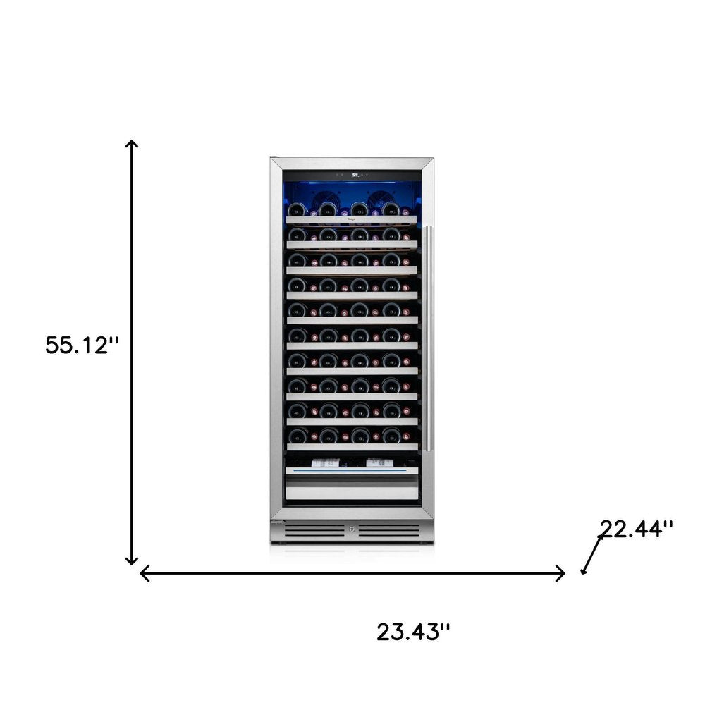 55" X 23" Clear and Black Metal Single Compartment Wine Refrigerator