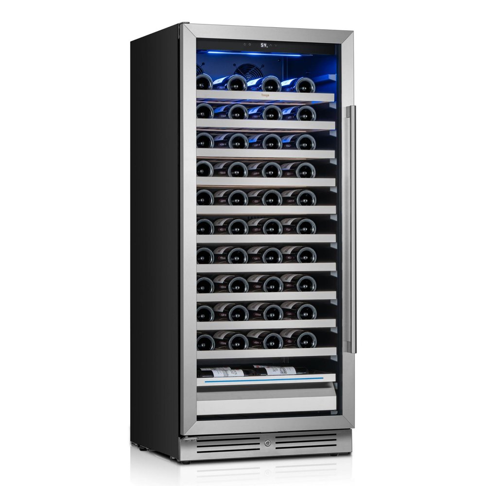 55" X 23" Clear and Black Metal Single Compartment Wine Refrigerator