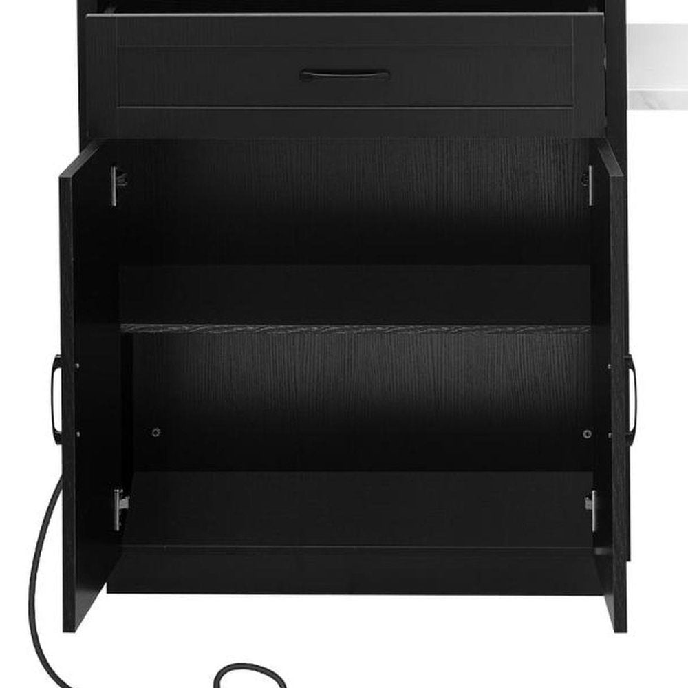 55" Brown and Black Wood Flat Door Kitchen Cart