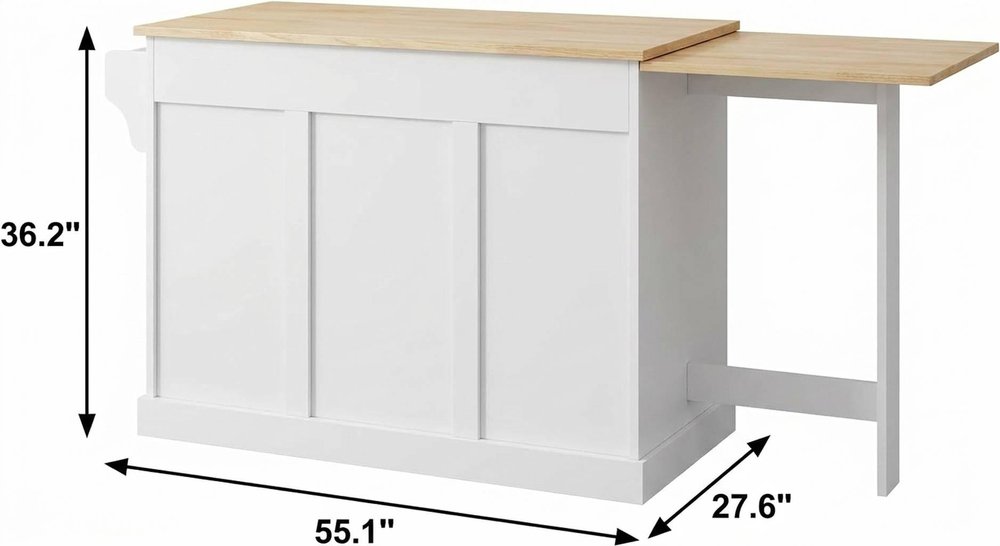 55" Brown and White Wood Flat Door Kitchen Cart