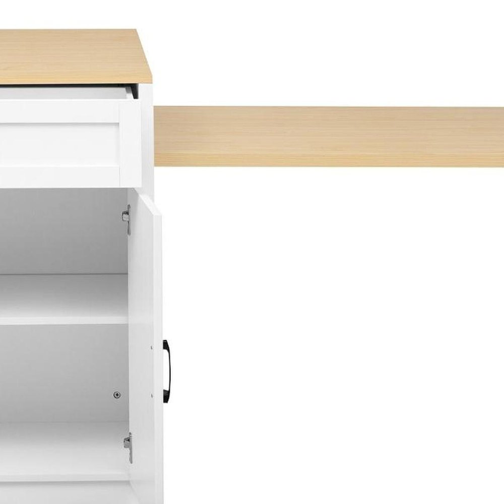 55" Brown and White Wood Flat Door Kitchen Cart