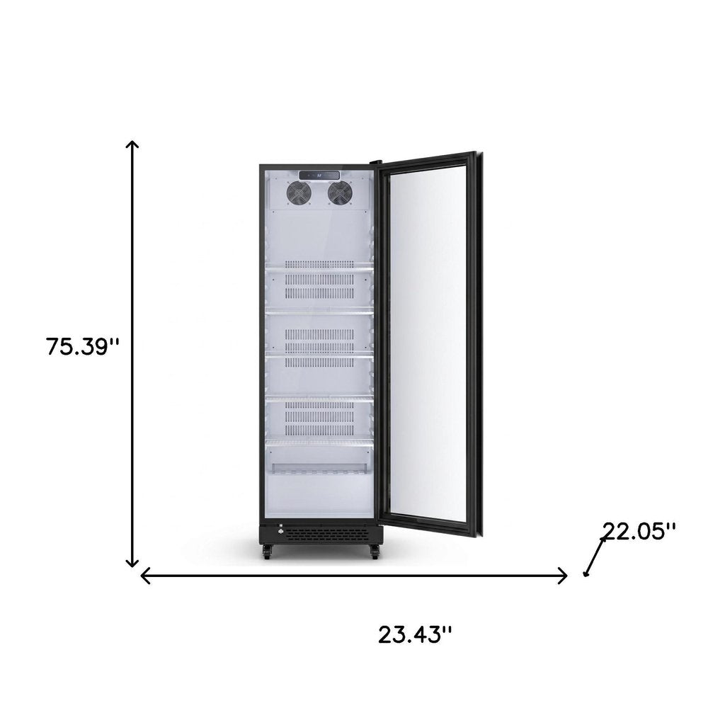 75" X 23" Clear and Black Metal Single Compartment Can Beverage Refrigerator