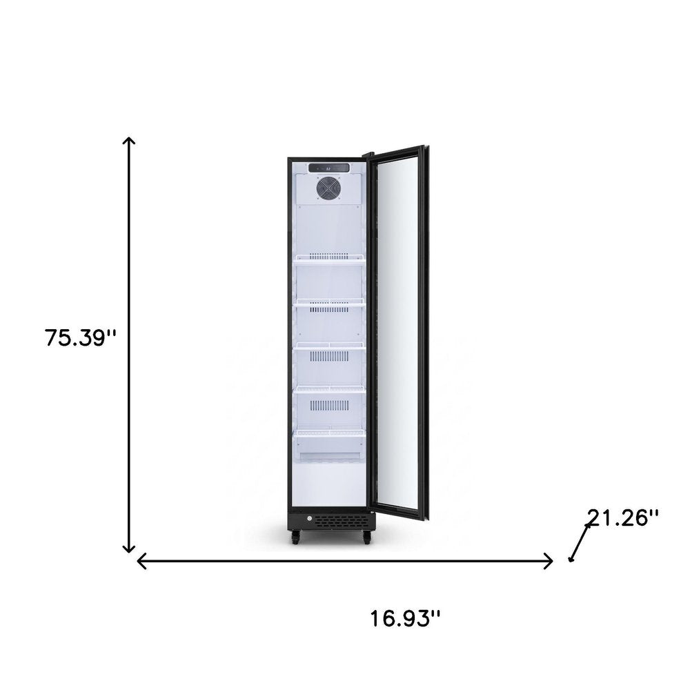 75" X 17" Clear and Black Metal Single Compartment Can Beverage Refrigerator