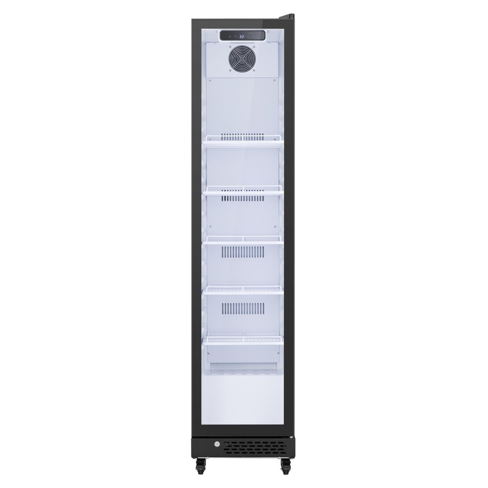 75" X 17" Clear and Black Metal Single Compartment Can Beverage Refrigerator