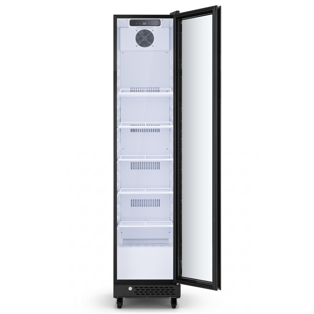 75" X 17" Clear and Black Metal Single Compartment Can Beverage Refrigerator