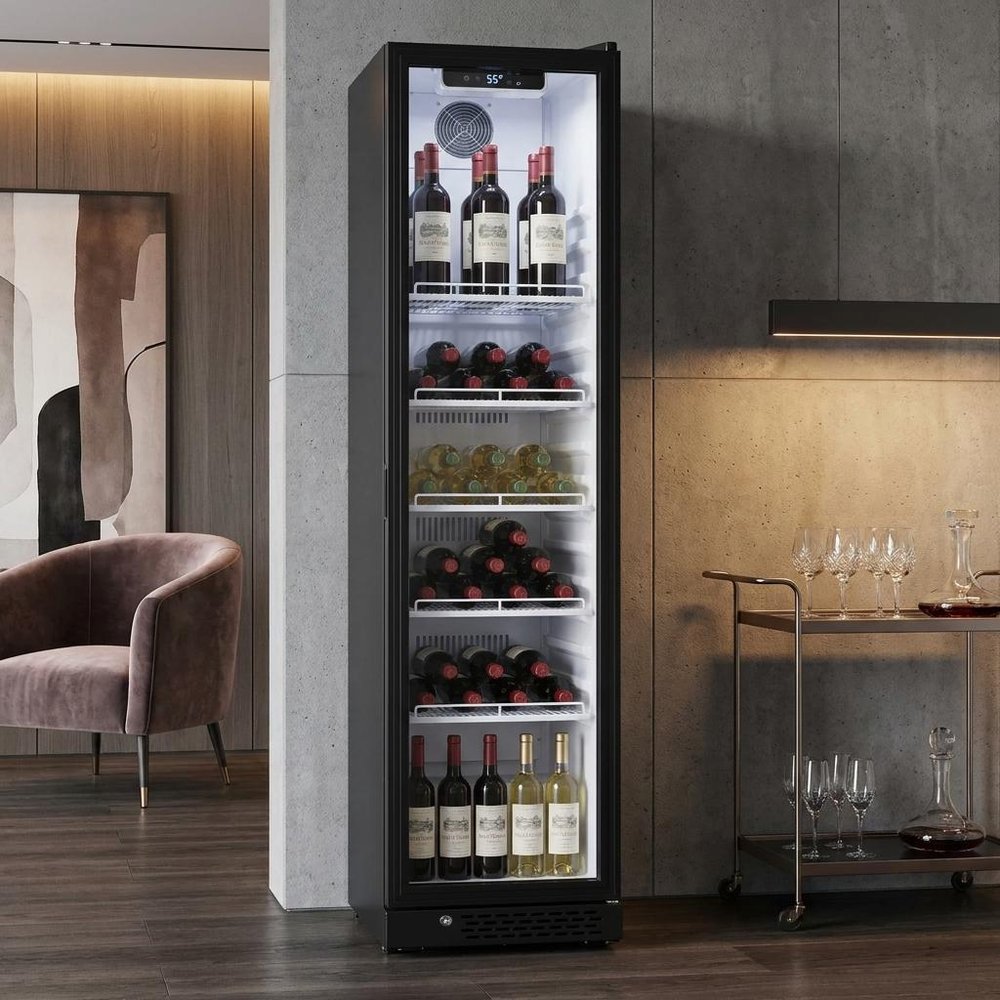 75" X 17" Clear and Black Metal Single Compartment Can Beverage Refrigerator