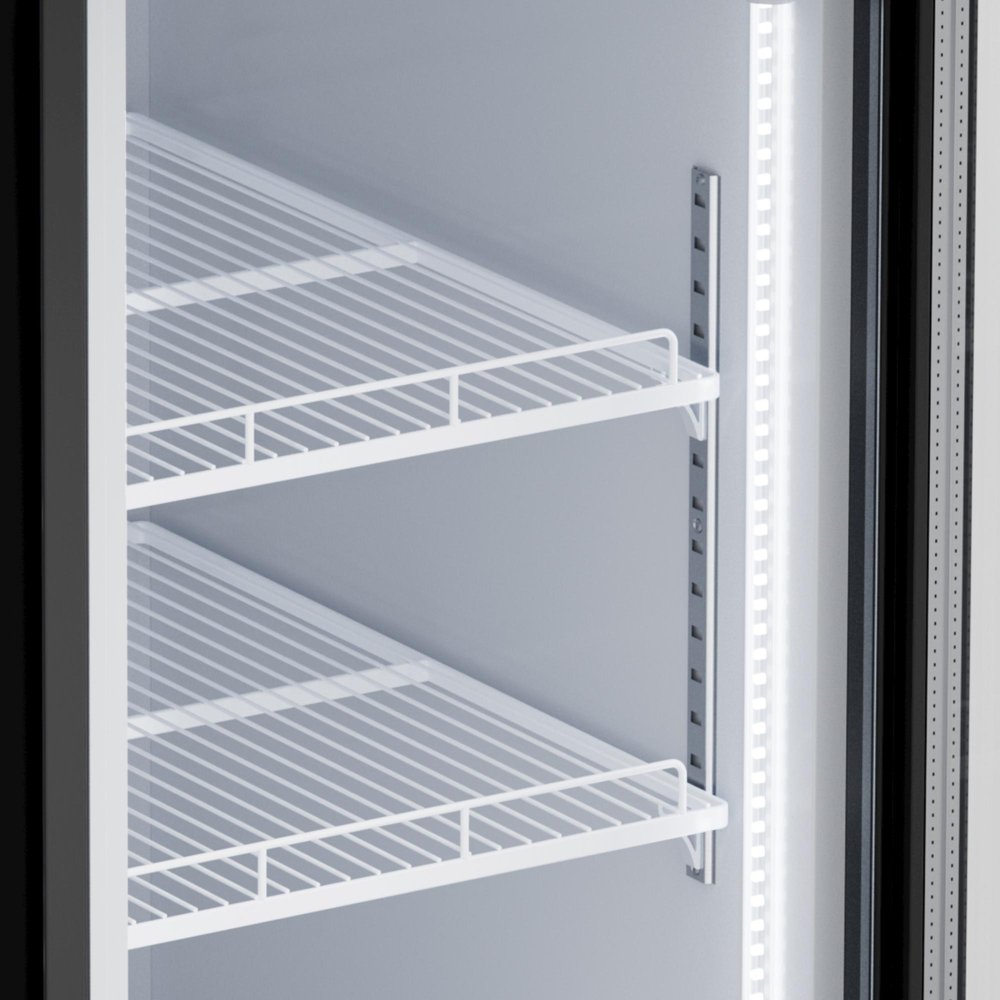 35" X 47" Clear and Black Metal Single Compartment Can Beverage Refrigerator