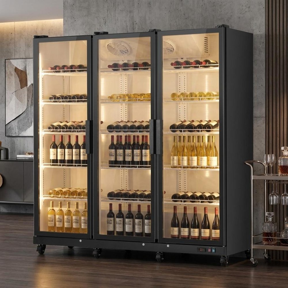 76" X 66" Clear and Black Metal Single Compartment Can Beverage Refrigerator