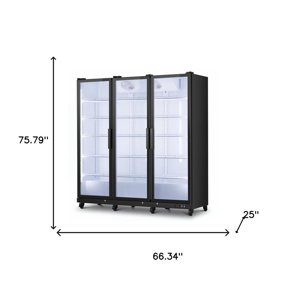 76" X 66" Clear and Black Metal Single Compartment Can Beverage Refrigerator
