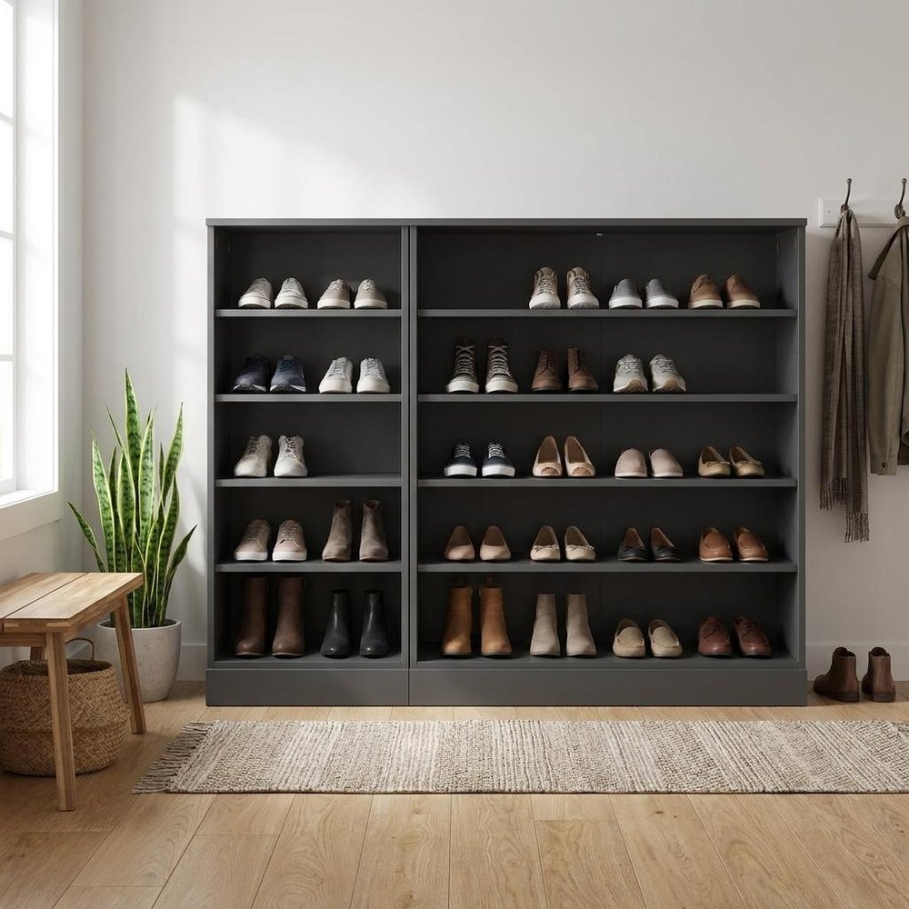 Gray 30 Solid WoodShoe Storage Cabinet