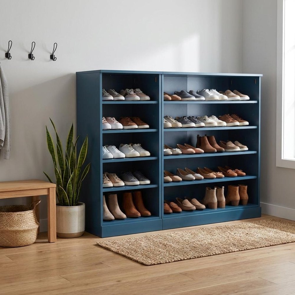 Teal Blue 30 Solid WoodShoe Storage Cabinet