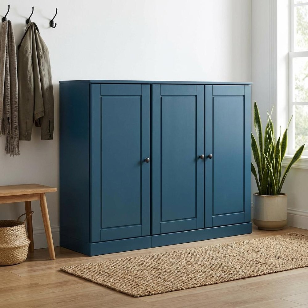 Teal Blue 30 Solid WoodShoe Storage Cabinet