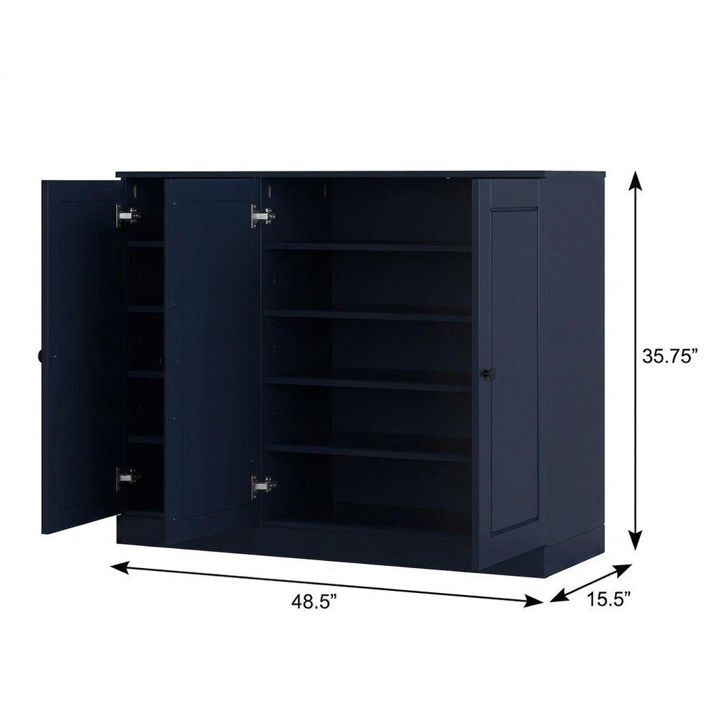 Navy Blue 30 Solid WoodShoe Storage Cabinet