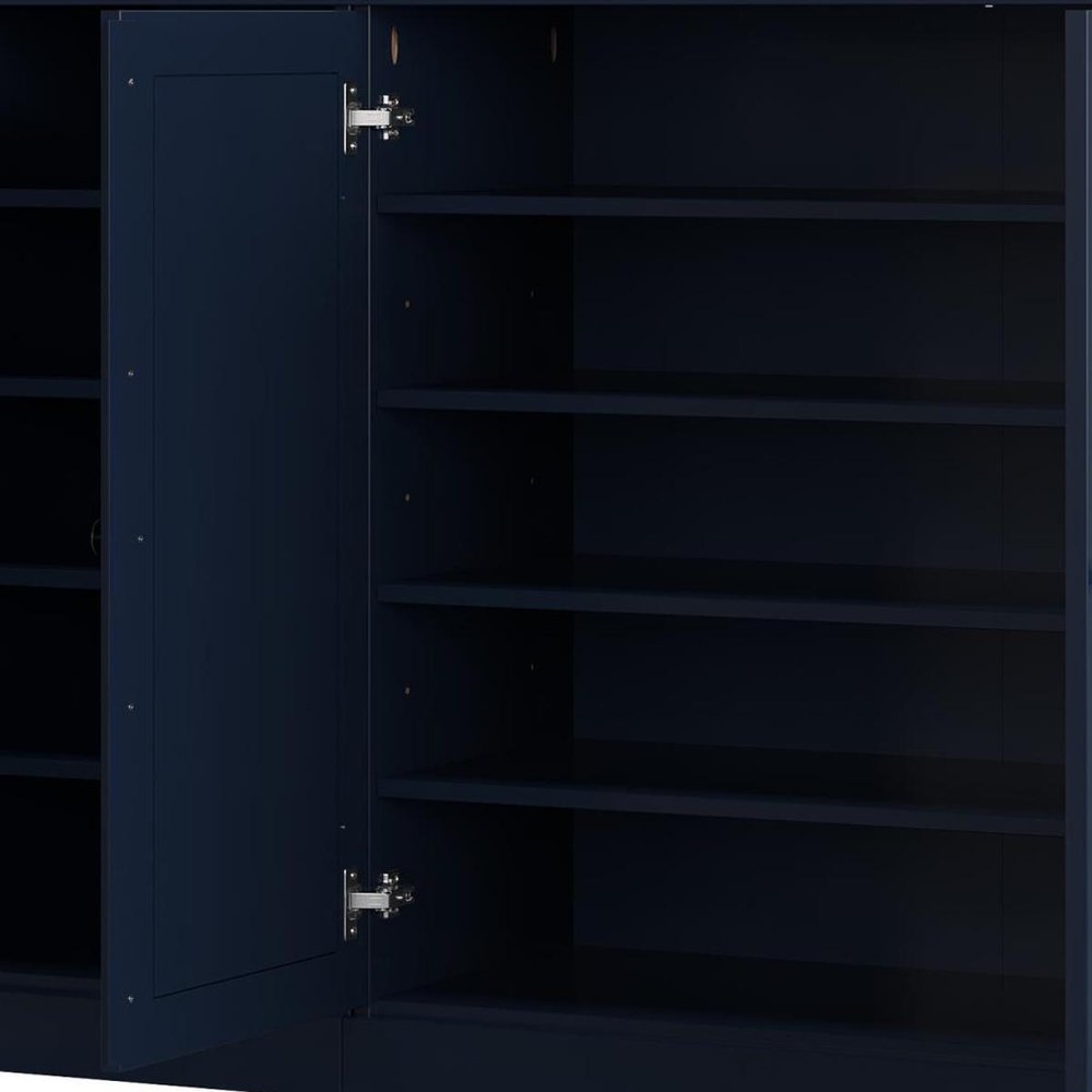 Navy Blue 30 Solid WoodShoe Storage Cabinet