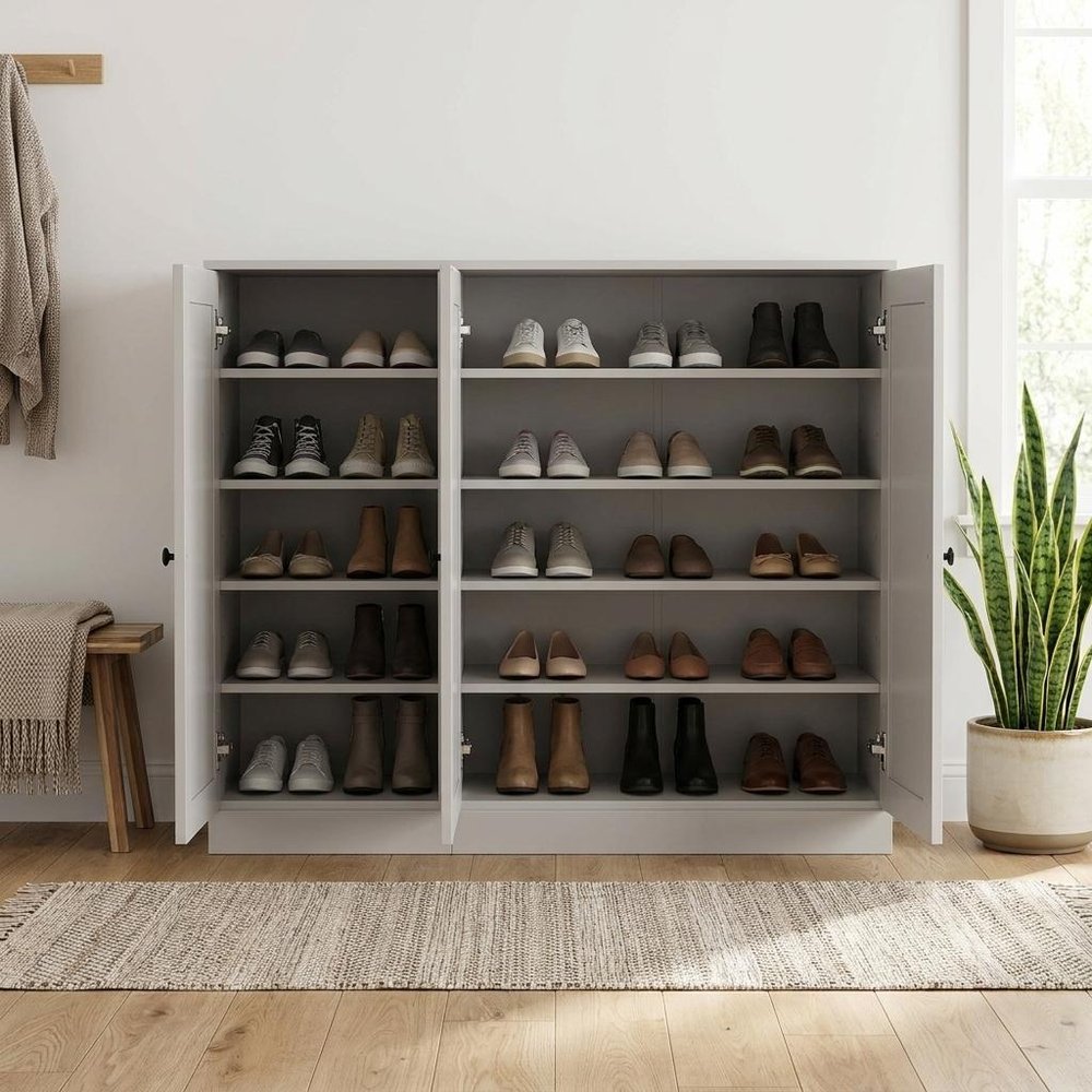 Off White 30 Solid WoodShoe Storage Cabinet - SKU 755973