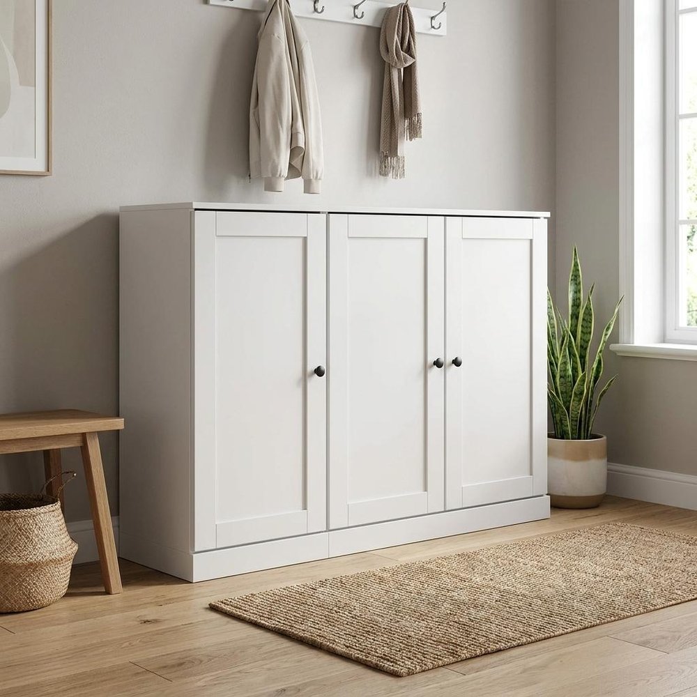 White 30 Solid WoodShoe Storage Cabinet