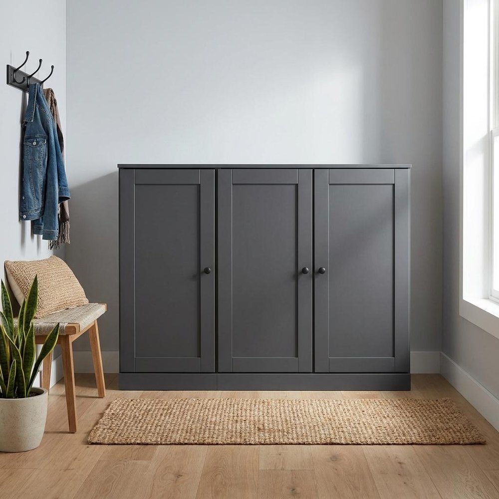 Gray 30 Solid WoodShoe Storage Cabinet