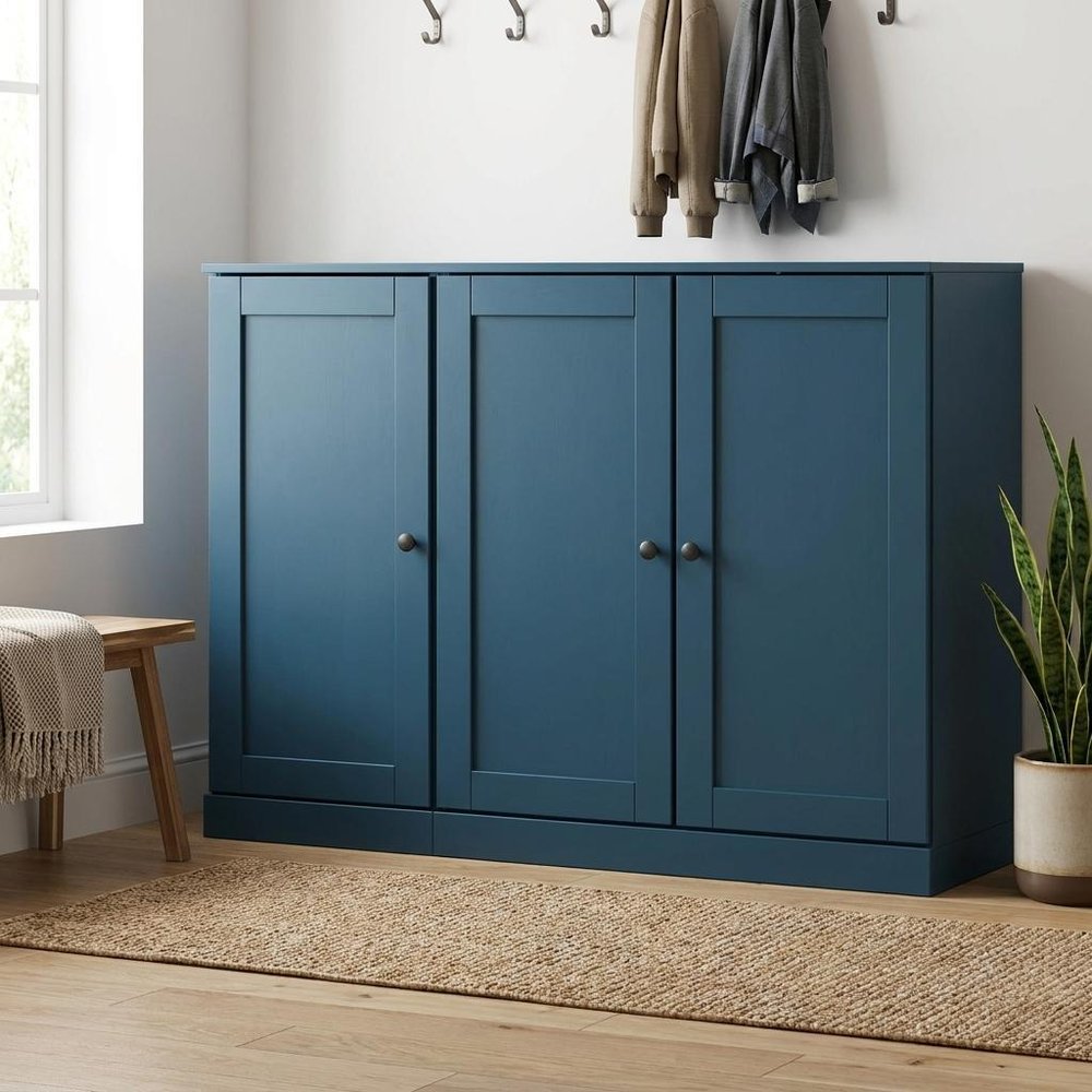 Teal Blue 30 Solid WoodShoe Storage Cabinet