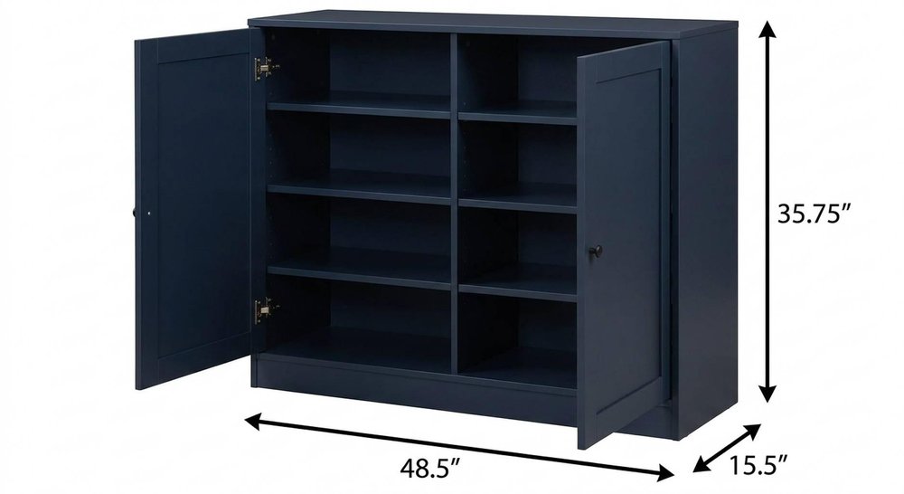 Navy Blue 30 Solid WoodShoe Storage Cabinet