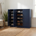 Navy Blue 30 Solid WoodShoe Storage Cabinet