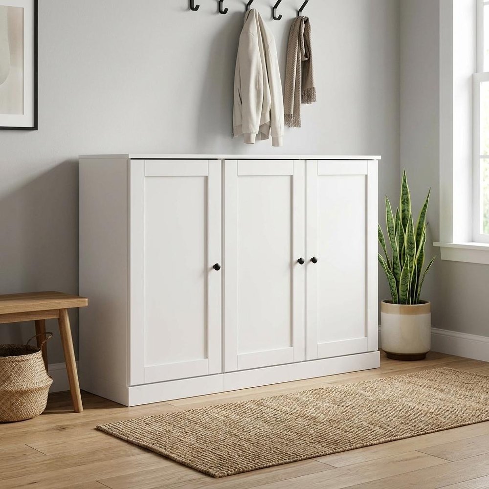 Off White 30 Solid WoodShoe Storage Cabinet