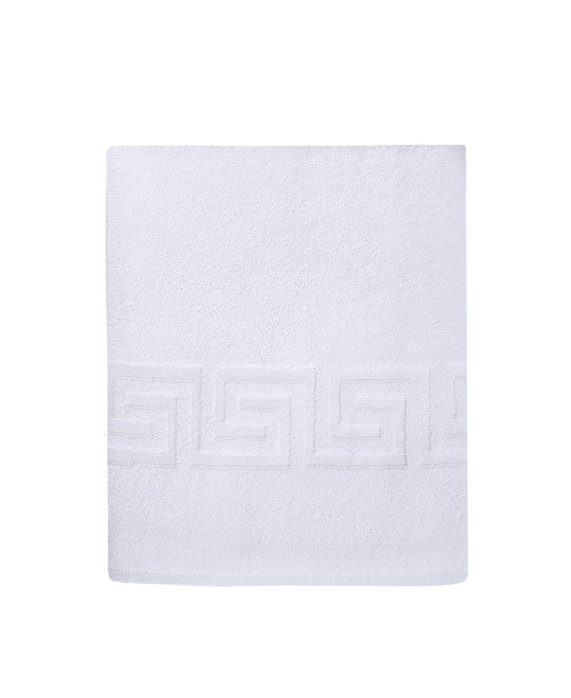 White Greek Key Turkish Cotton 40" X 60" Bath Sheet