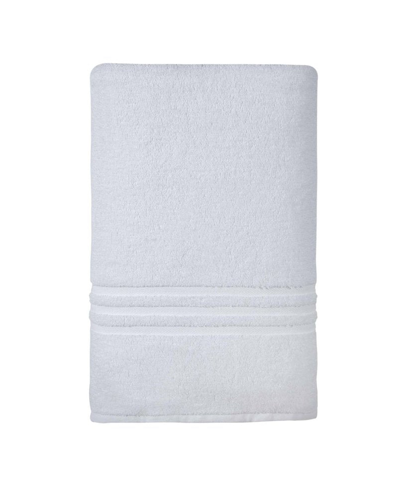 White Turkish cotton bath sheet with ribbed detail, shown against a white background.
