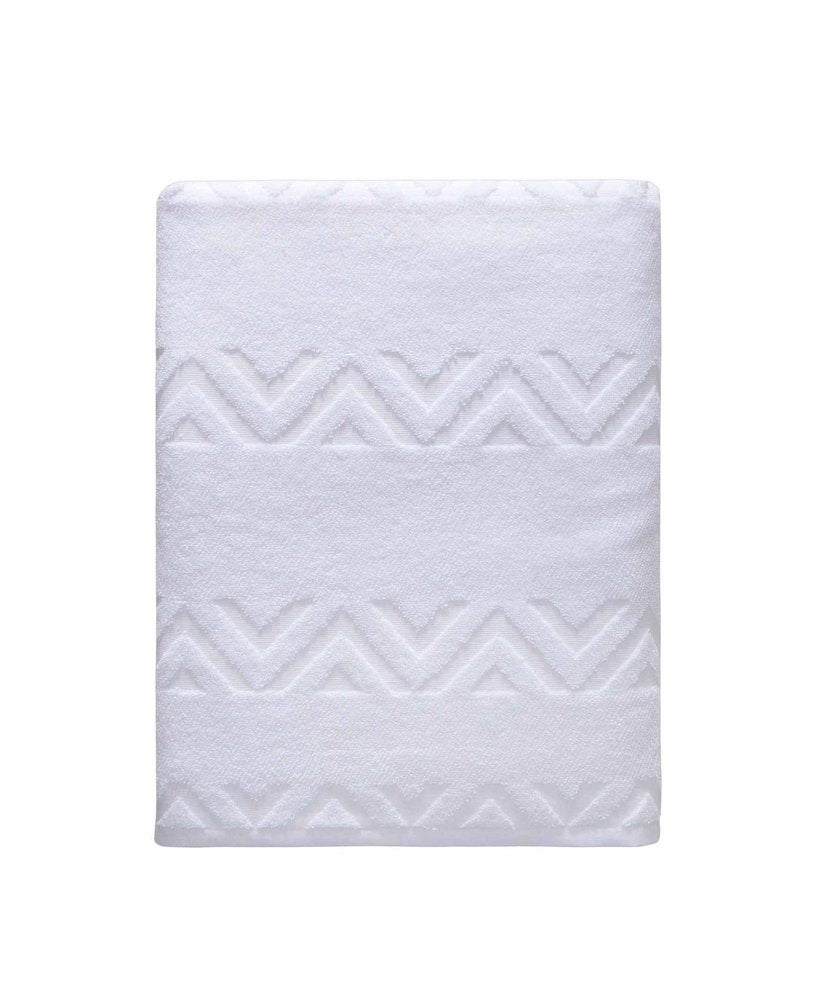 White Jacquard Turkish Cotton 40" X 70" Chevron Bath Sheet