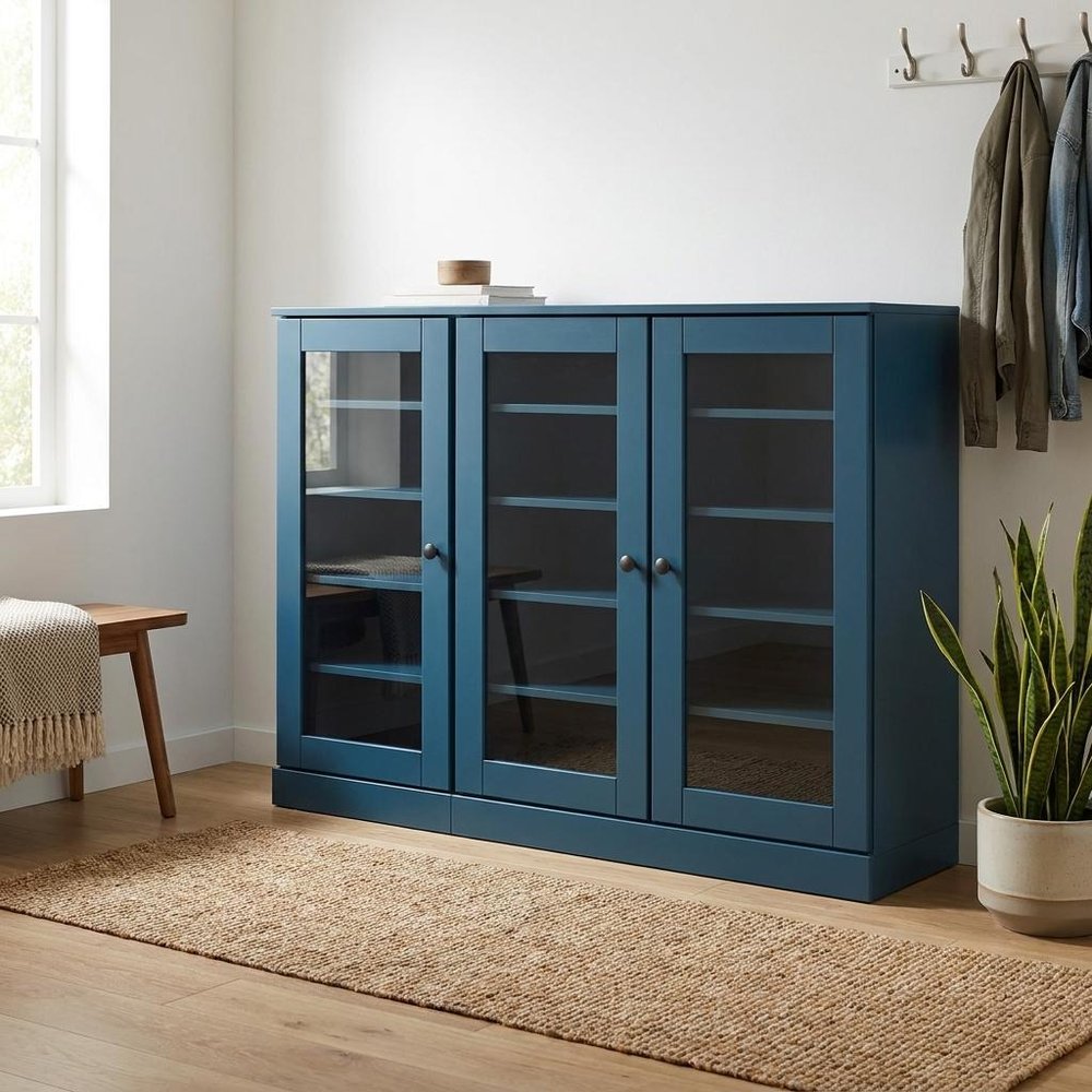 Teal Blue 30 Solid WoodShoe Storage Cabinet