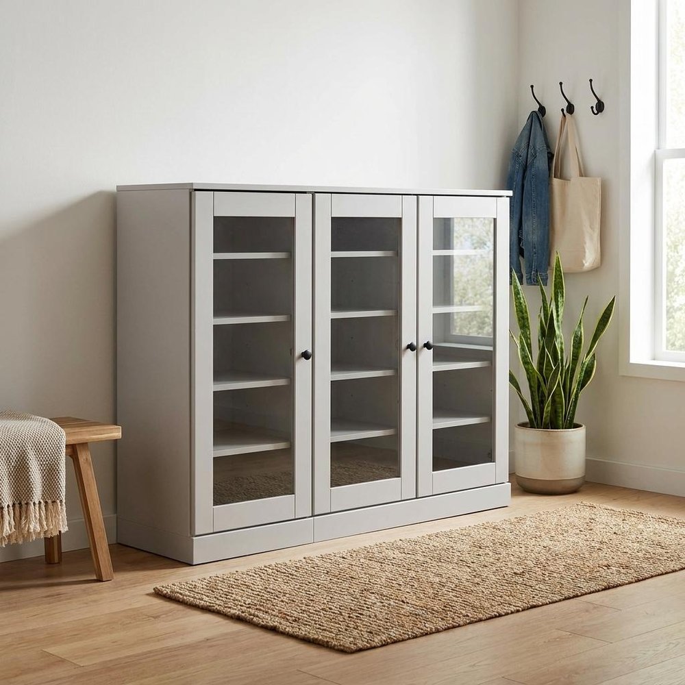 Off White 30 Solid WoodShoe Storage Cabinet