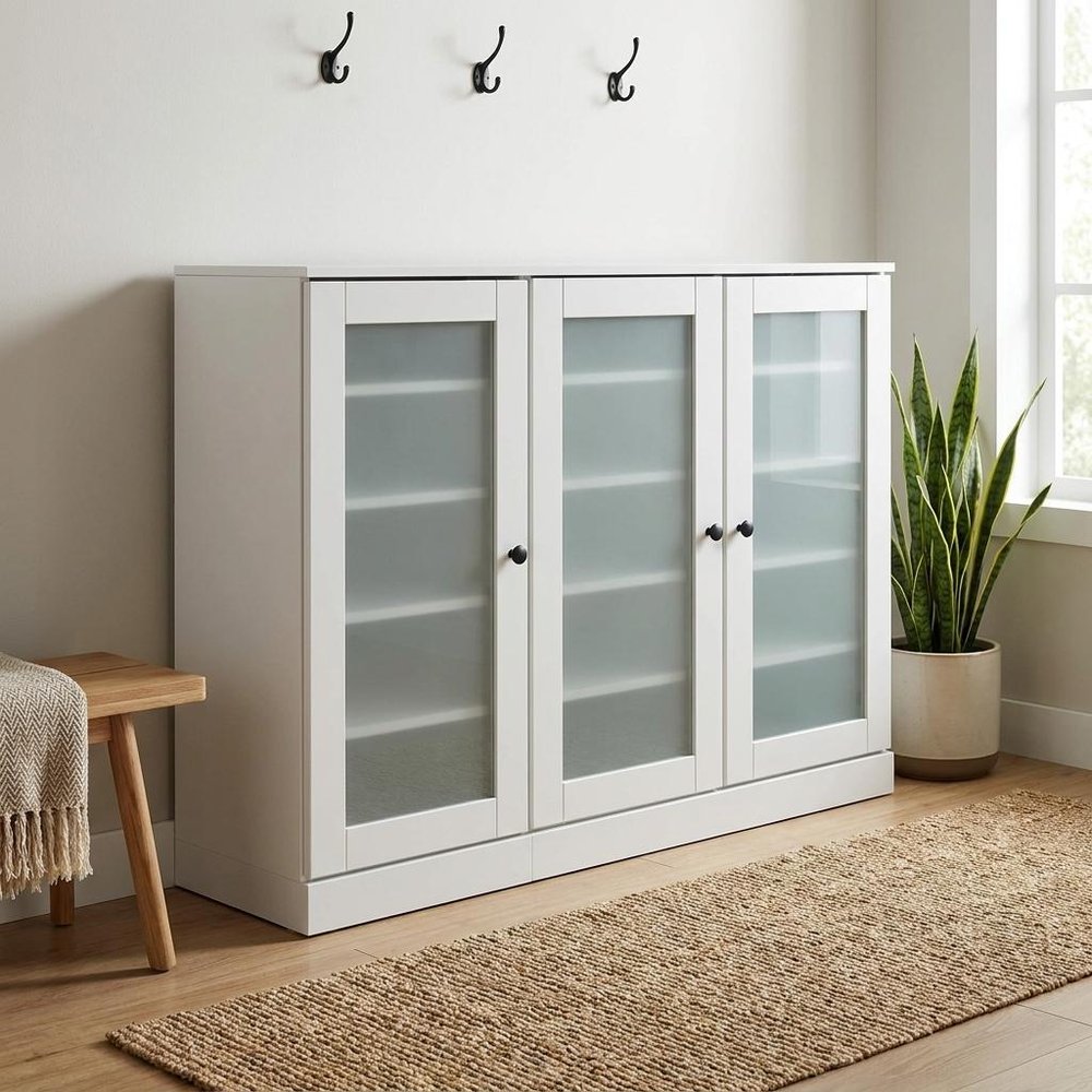 White 30 Solid WoodShoe Storage Cabinet