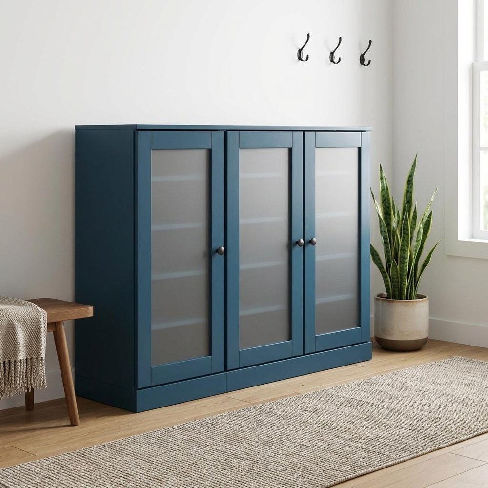 Teal Blue 30 Solid WoodShoe Storage Cabinet