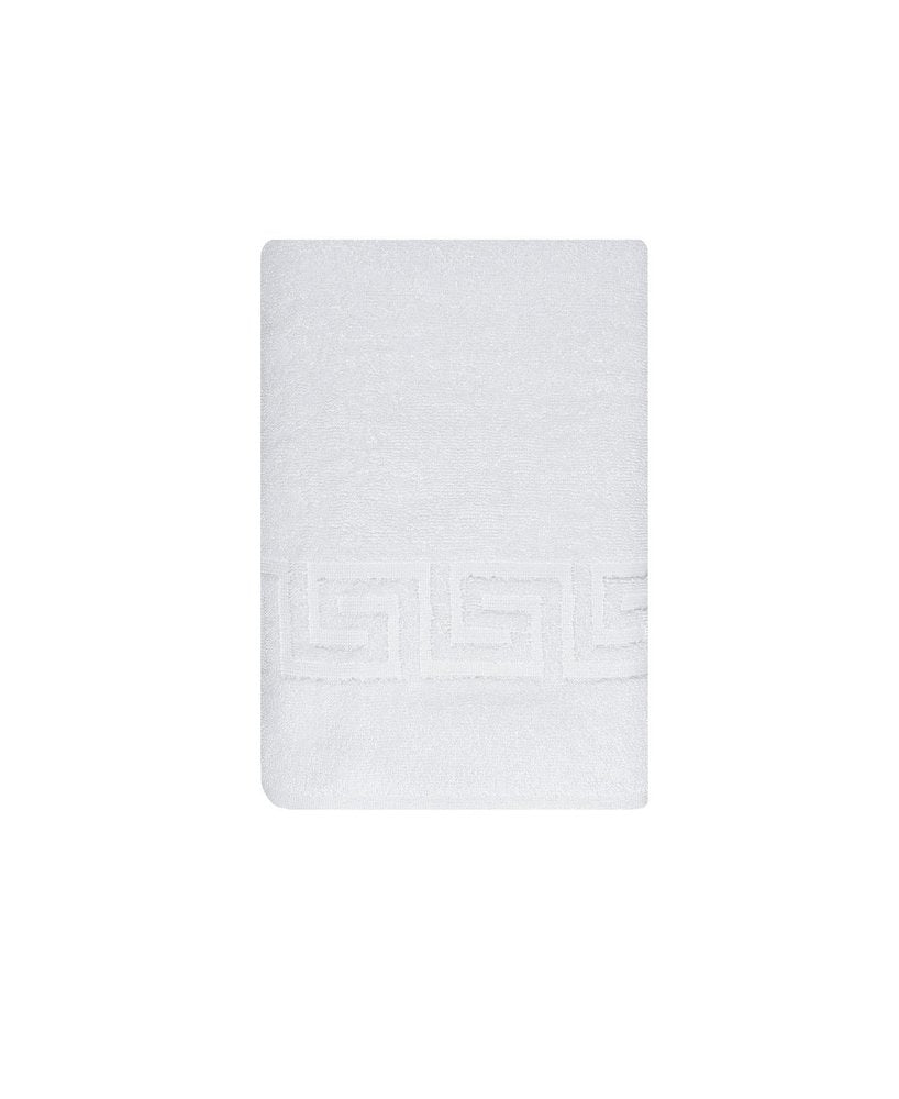 White Greek Key Turkish Cotton 27" X 54" Bath Towel