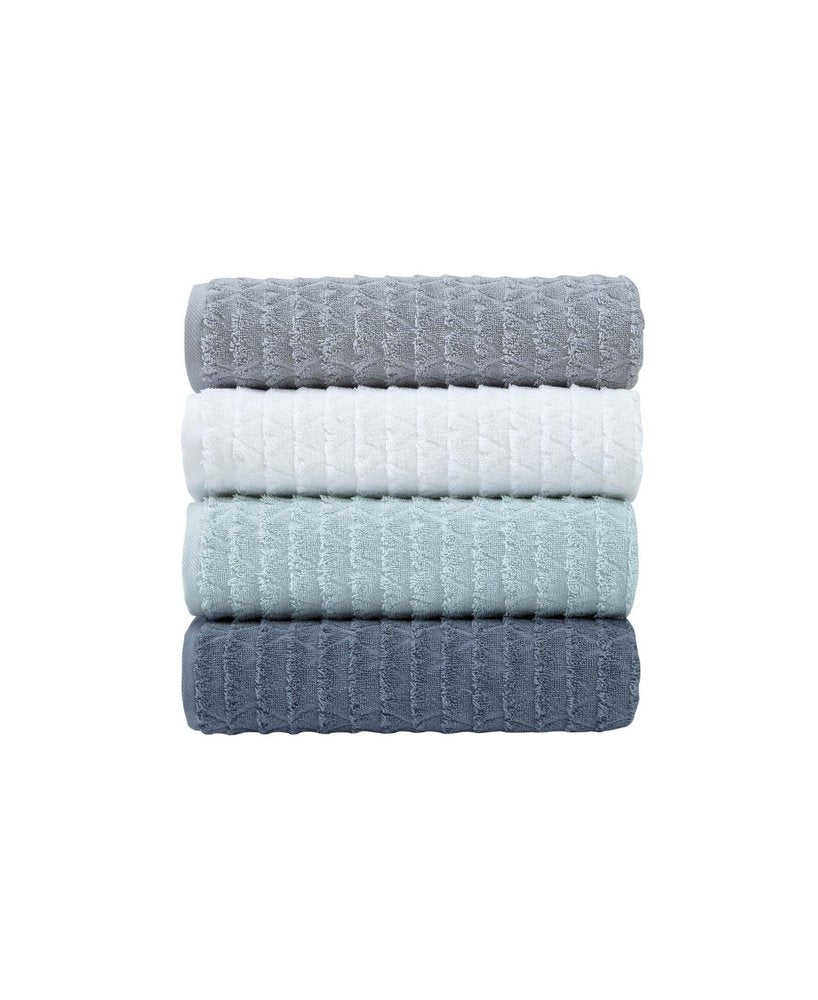 White Geometric Turkish Cotton 54" X 27" Bath Towel