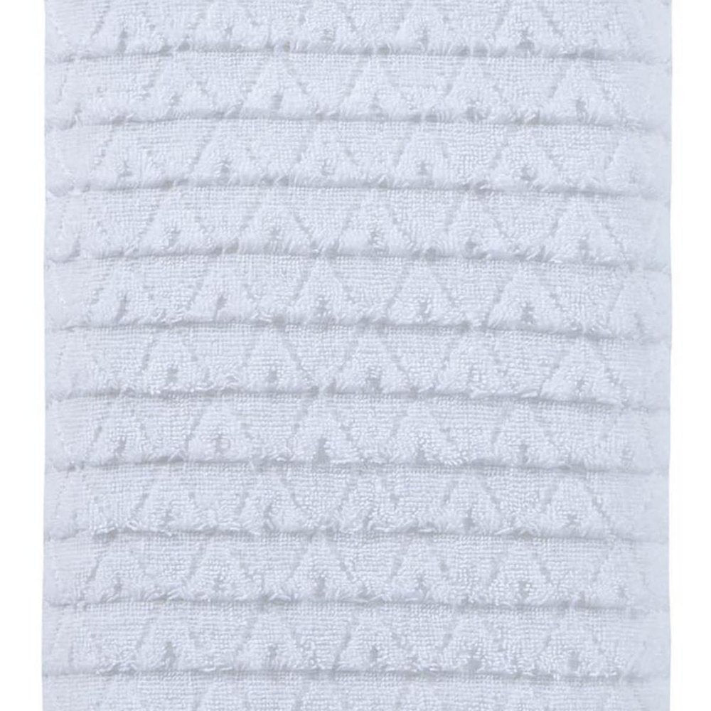 White Geometric Turkish Cotton 27" X 54" Bath Towel