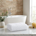 White Geometric Turkish Cotton 54" X 27" Bath Towel