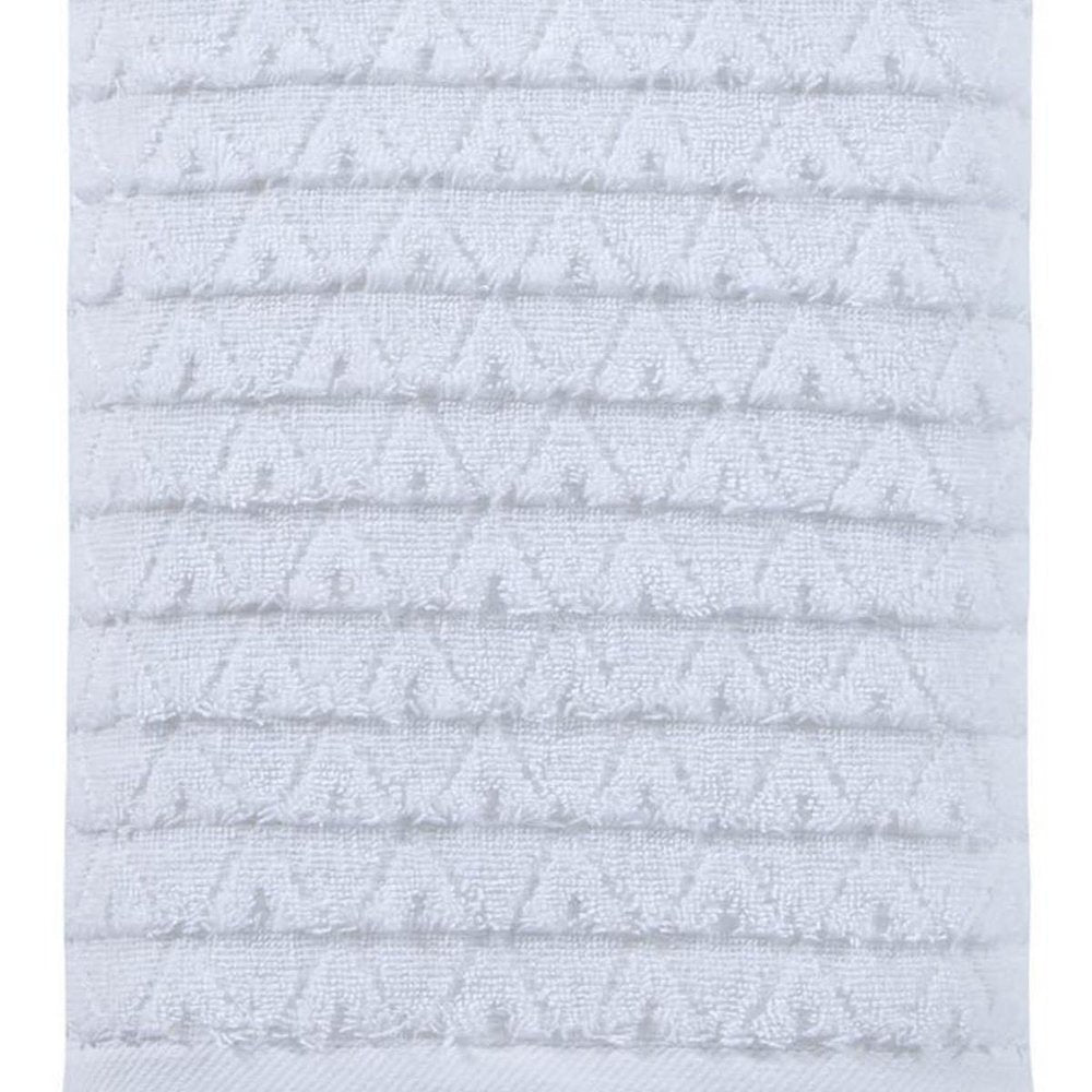 White Geometric Turkish Cotton 27" X 54" Bath Towel on a white background