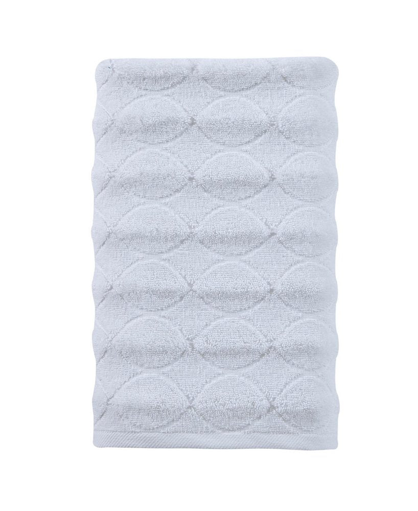 White jacquard Turkish cotton bath towel with a textured diamond pattern, shown against a white background.