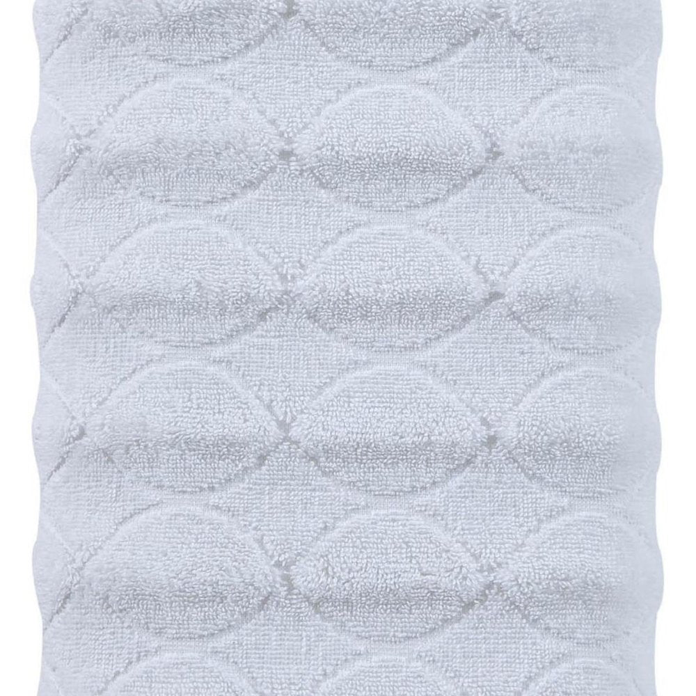 White Jacquard Turkish Cotton 27" X 54" Bath Towel on a white background