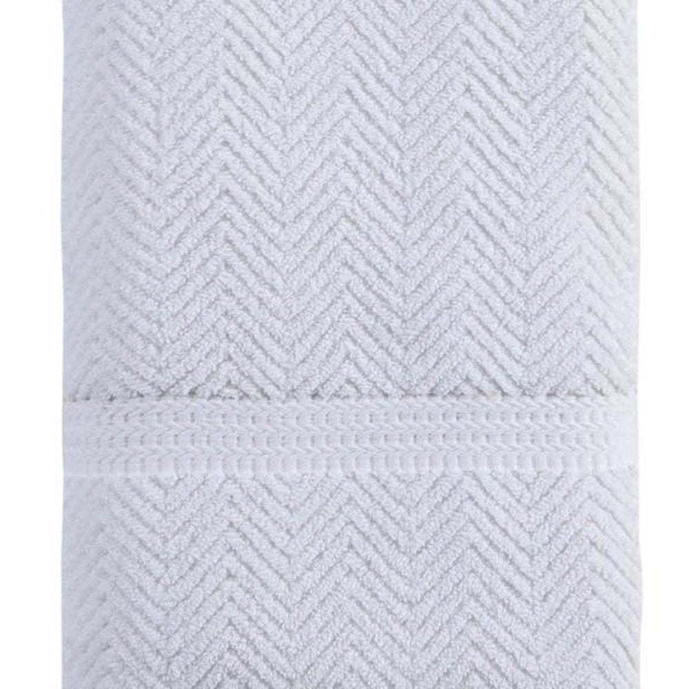 White Chevron Turkish Cotton 27" X 54" Bath Towel