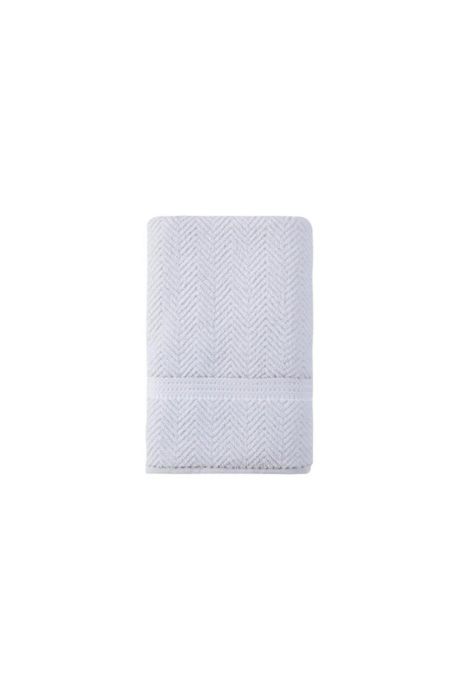 White Chevron Turkish Cotton 27" X 54" Bath Towel