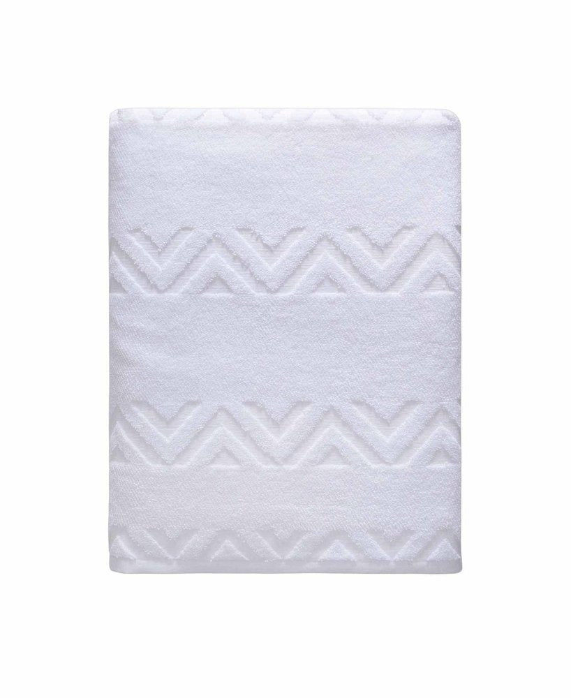 White Jacquard Turkish Cotton 27" X 54" Chevron Bath Towel