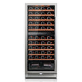 55" X 23" Silver and Black Stainless Steel Dual Compartment Wine Refrigerator
