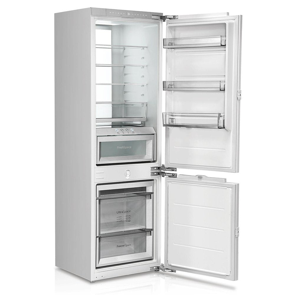70" X 22" Silver and White Stainless Steel Dual Compartment Wine And Beverage Refrigerator