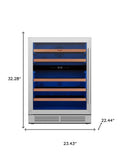 32" X 23" Silver and Black Stainless Steel Dual Compartment Wine Refrigerator