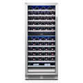 55" X 23" Silver and Black Stainless Steel Dual Compartment Wine Refrigerator