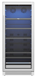 55" X 23" Silver and Black Stainless Steel Single Compartment Can Beverage Refrigerator