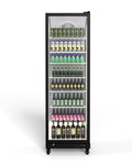 80" X 25" Clear and Black Stainless Steel Single Compartment Can Beverage Refrigerator